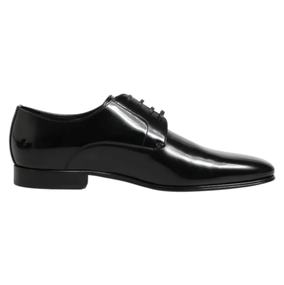 Black Leather Derby Men Dress Shoes