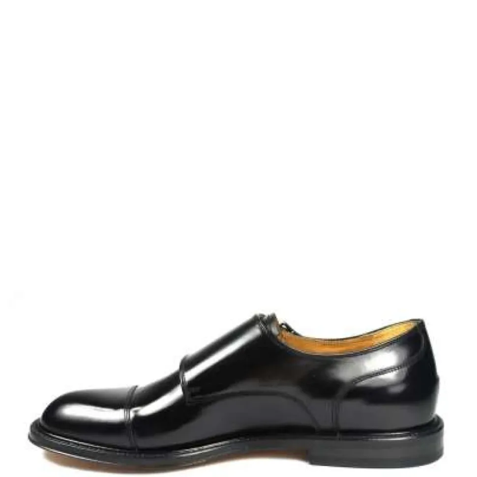Black Leather Double Buckle Shoe