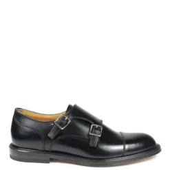 Black Leather Double Buckle Shoe