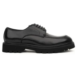 Black Leather Formal Flats Shoes