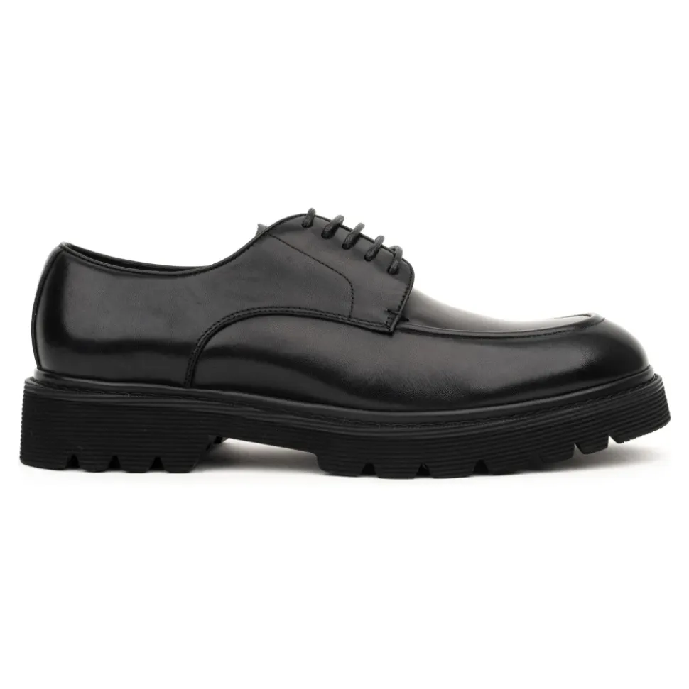 Black Leather Formal Flats Shoes
