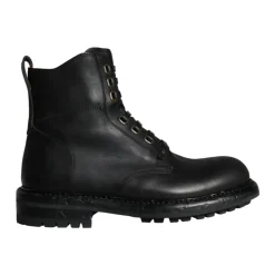 Black Leather High-Top Combat Boots