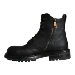 Black Leather High-Top Combat Boots
