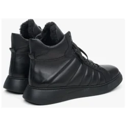 Black Leather High-Top Sneakers