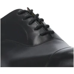 Black Leather Lace-up Flat Shoes