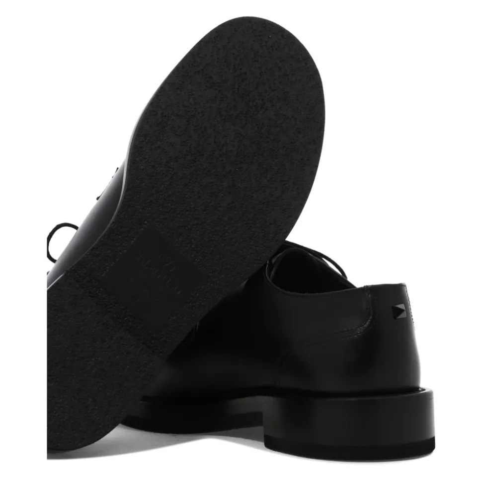 Black Leather Lace-Up Shoes
