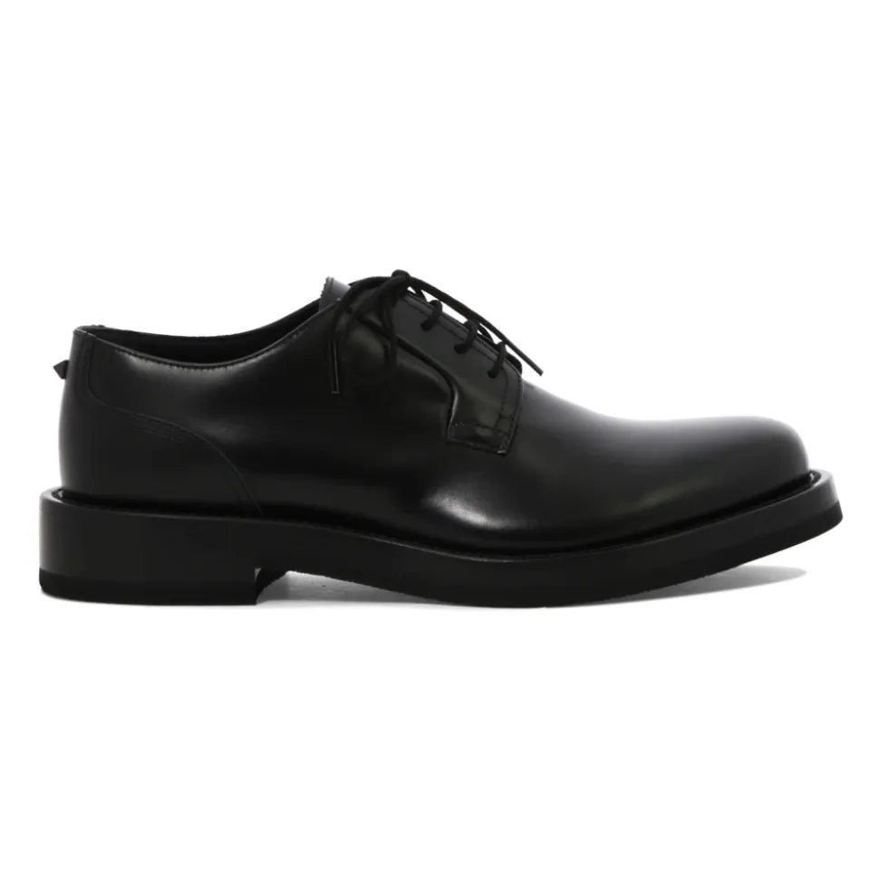 Black Leather Lace-Up Shoes