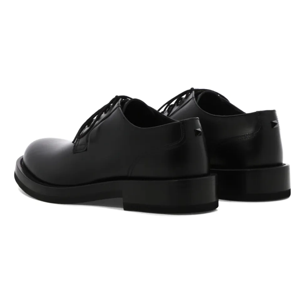 Black Leather Lace-Up Shoes