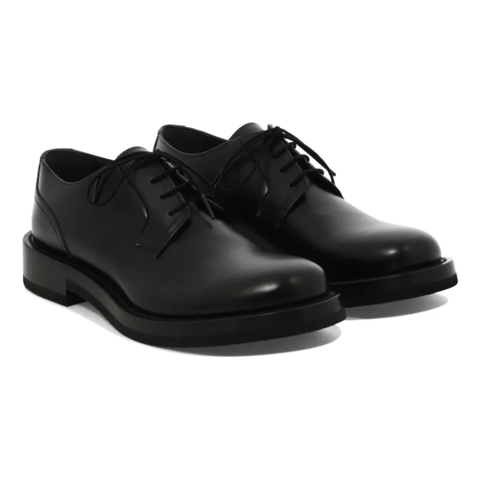 Black Leather Lace-Up Shoes