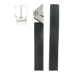 Black Leather Logo Buckle Belt