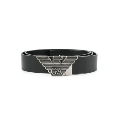 Black Leather Logo Buckle Belt
