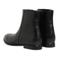 Black Leather Mid Calf Zipper Boots
