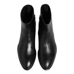 Black Leather Mid Calf Zipper Boots