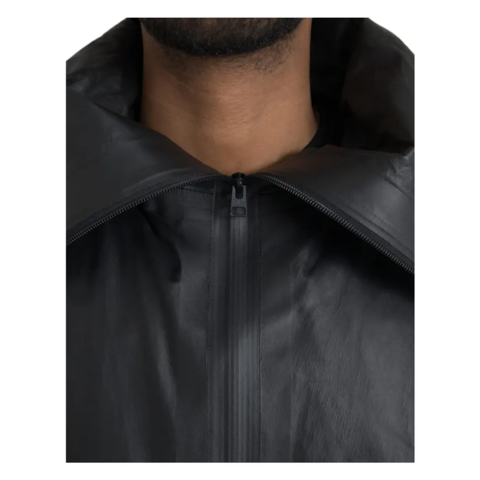 Black Leather Parka Jacket