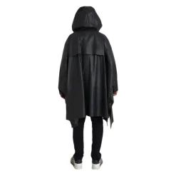 Black Leather Parka Jacket