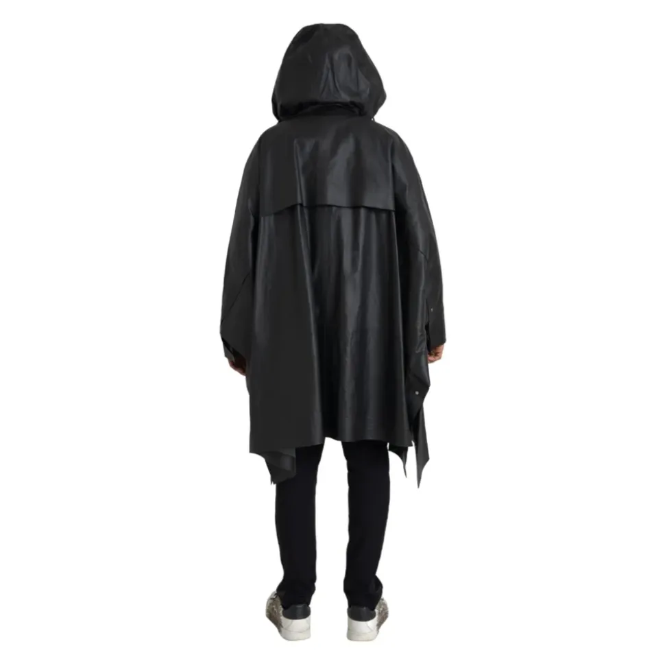 Black Leather Parka Jacket