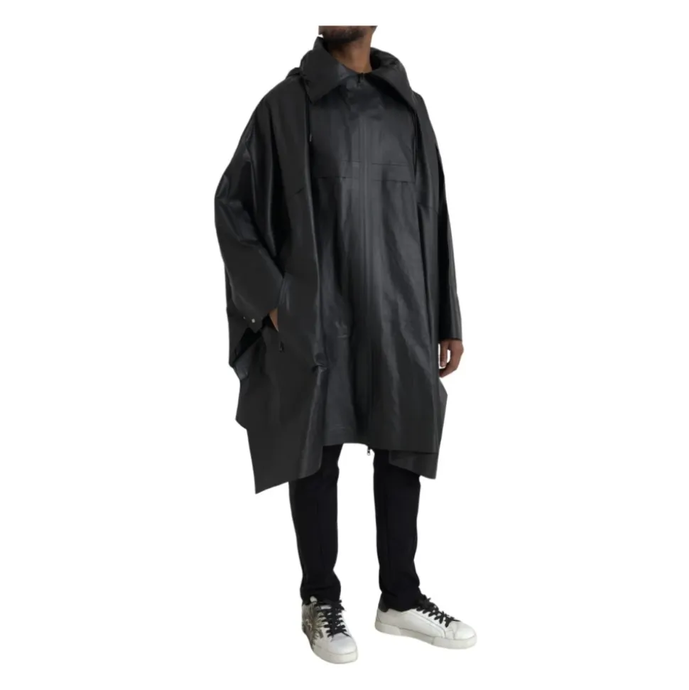 Black Leather Parka Jacket