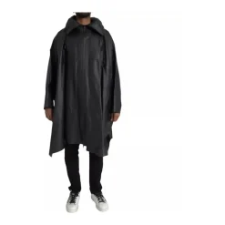 Black Leather Parka Jacket