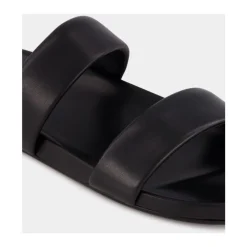 Black Leather Slide Sandals