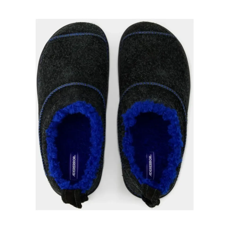 Black Leather Slip-On Slides