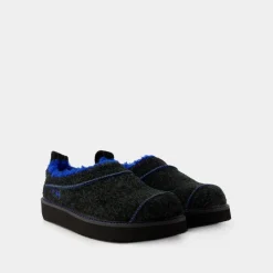 Black Leather Slip-On Slides