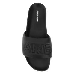 Black leather slippers