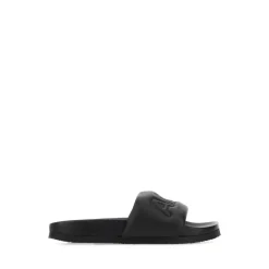 Black leather slippers