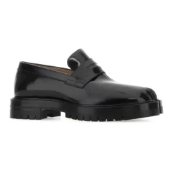 Black Leather Tabi Loafers