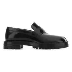 Black Leather Tabi Loafers