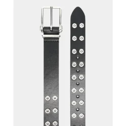 Black Leather Twin Skull Belt