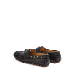 Black Leather VLogo Slip-On Shoes