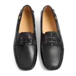 Black Leather VLogo Slip-On Shoes
