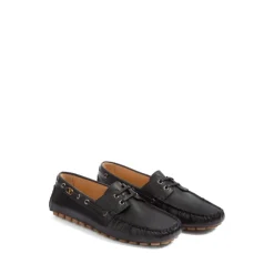 Black Leather VLogo Slip-On Shoes