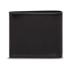 Black Leather Wallet with Metallic Logo