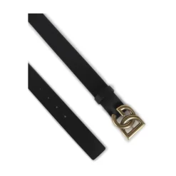 Black Logo Buckle Leather Belt