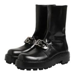 Black Logo Plaque Biker Boots