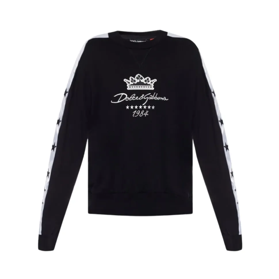 Black Logo Print Cotton Sweatshirt