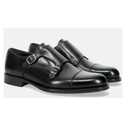 Black Monk Strap Leather Shoes