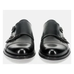 Black Monk Strap Leather Shoes