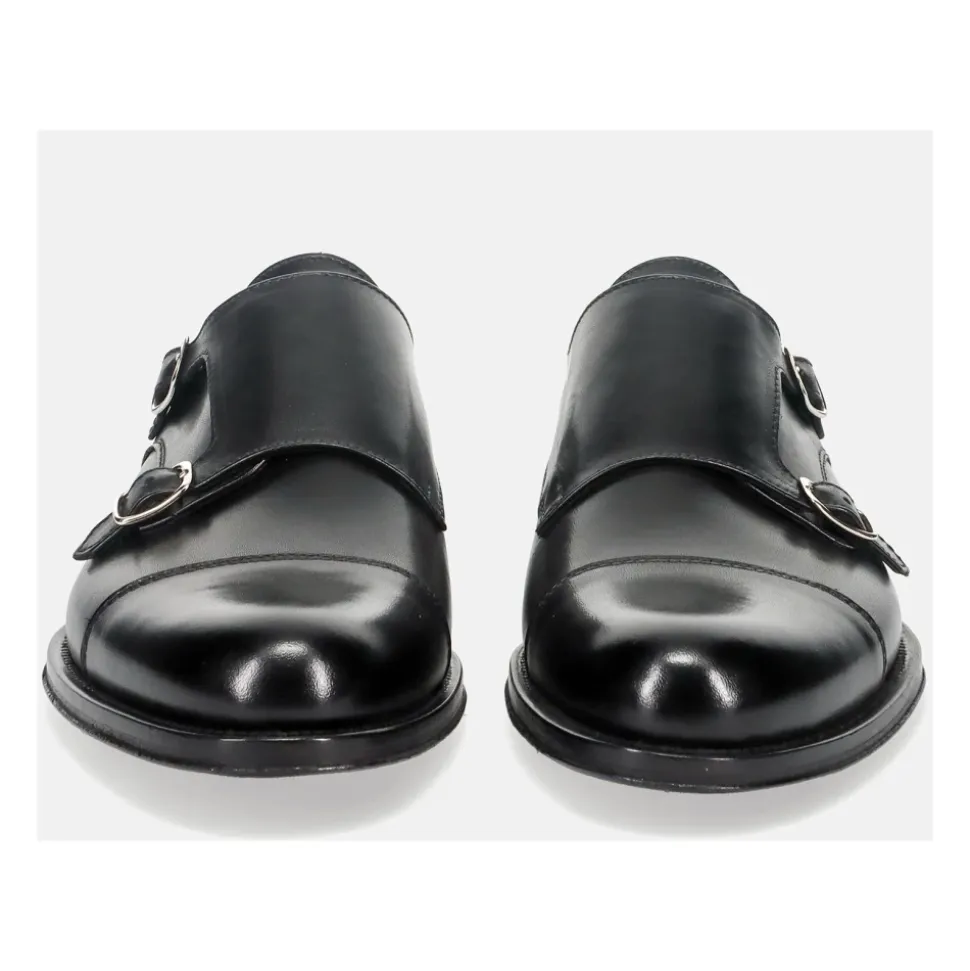 Black Monk Strap Leather Shoes