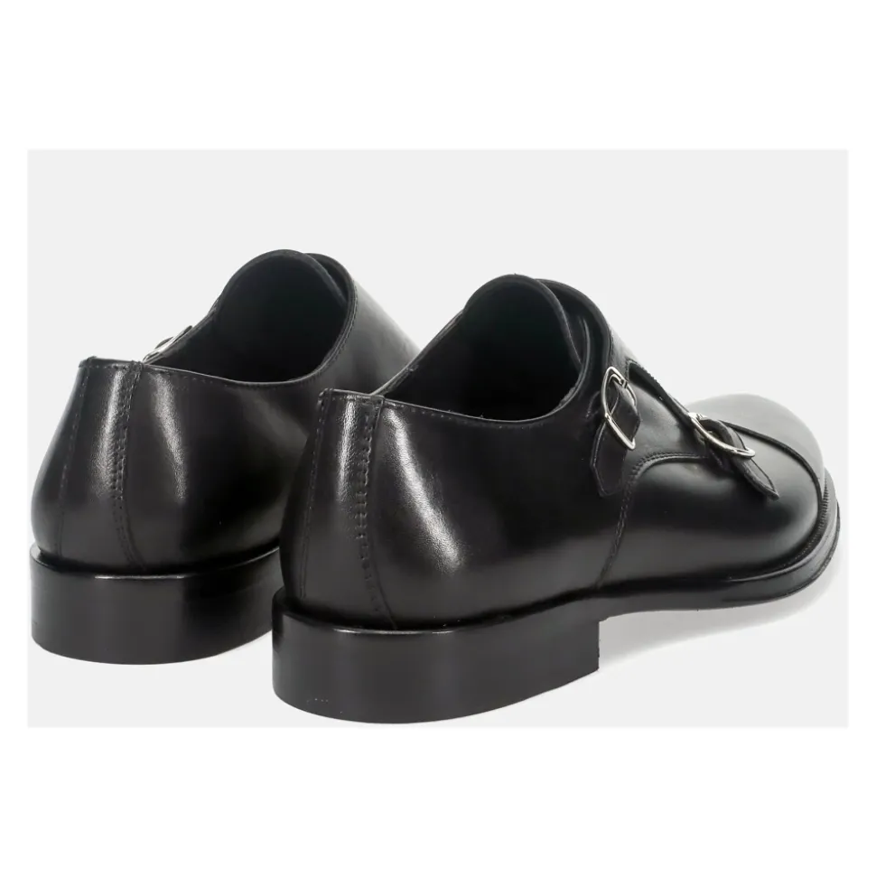 Black Monk Strap Leather Shoes