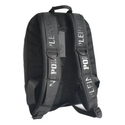 Black Nylon Backpack with Gold Emblem