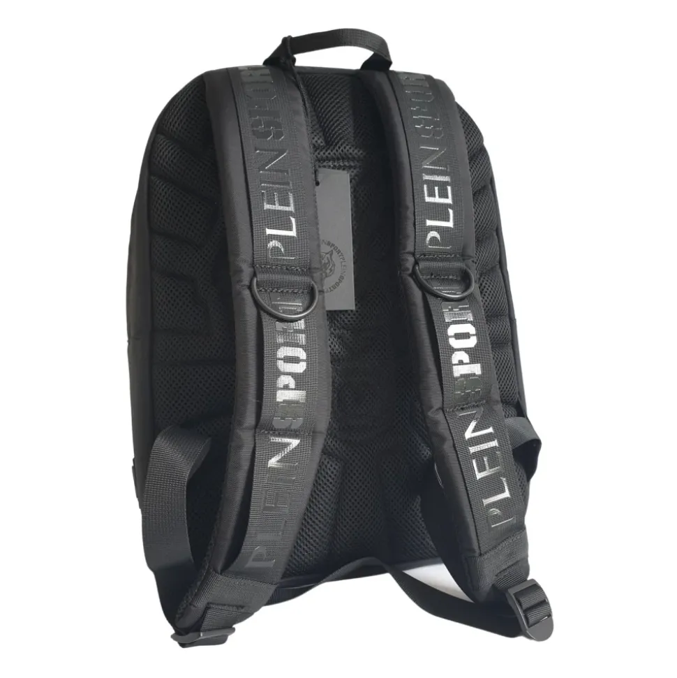 Black Nylon Backpack with Gold Emblem