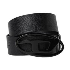 Black Oval Buckle Leather Belt