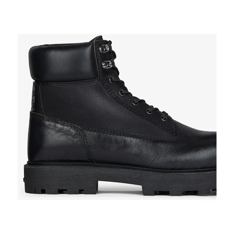 Black Padded Top Collar Boots