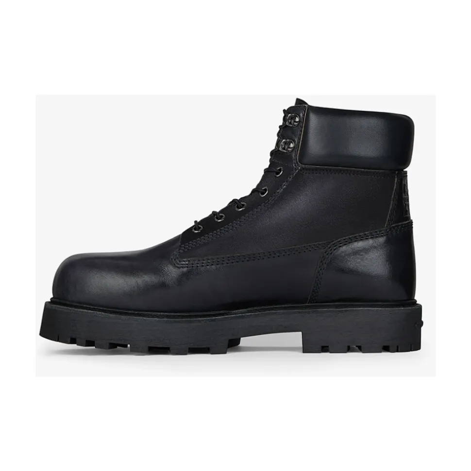 Black Padded Top Collar Boots