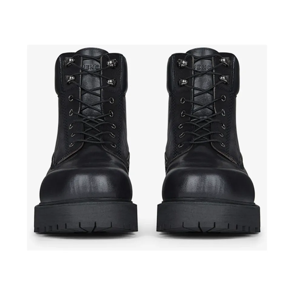 Black Padded Top Collar Boots