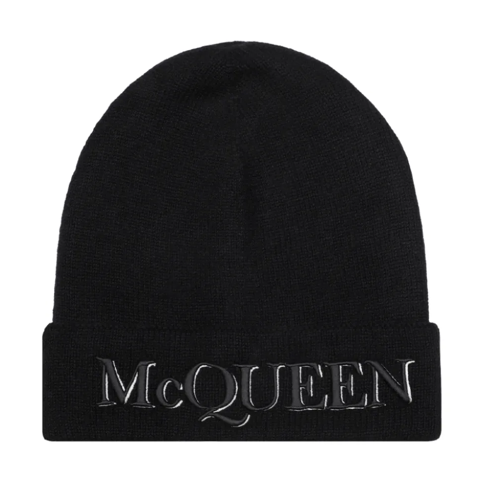 Black Ribbed Beanie Hat AW22