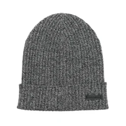 Black Ribbed Knit Beanie Hat