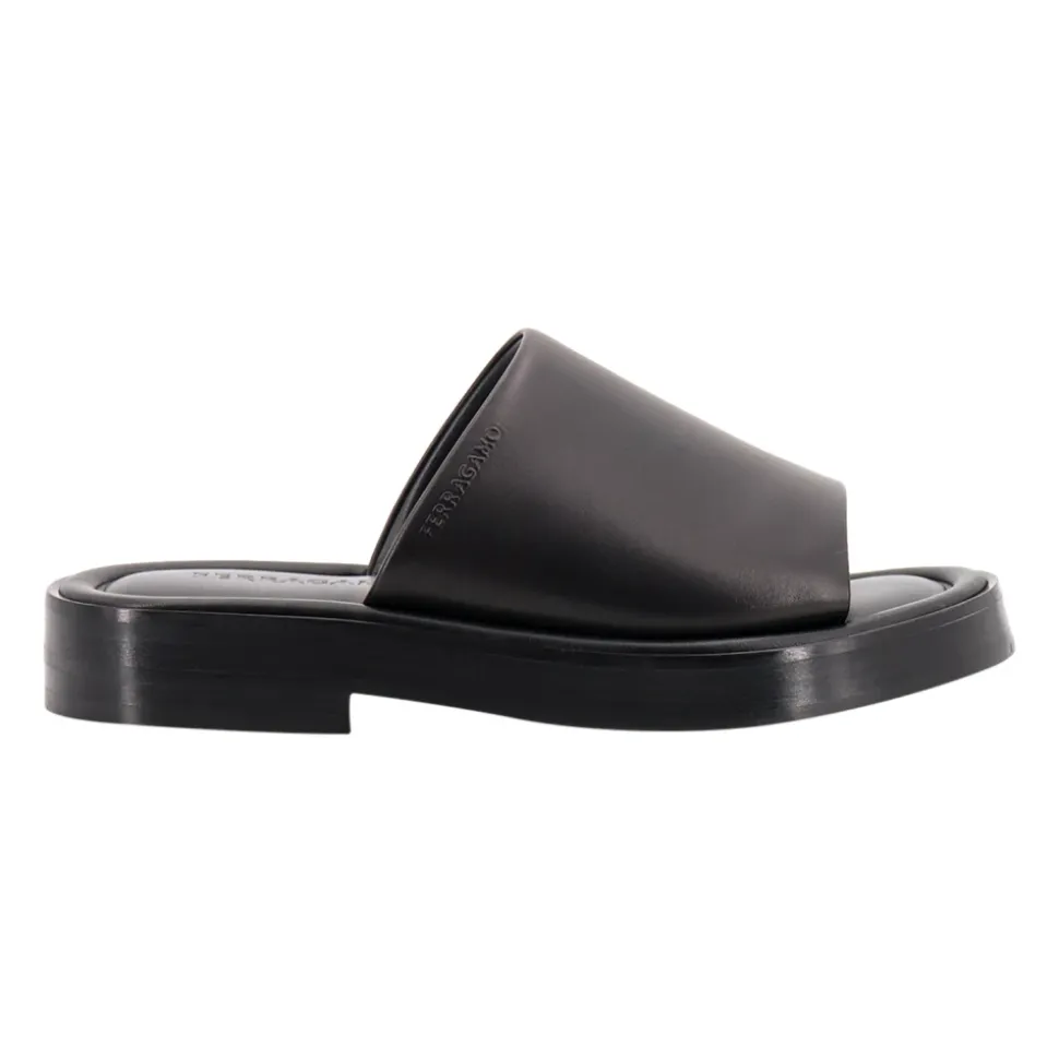 Black Sandals with Round Toe